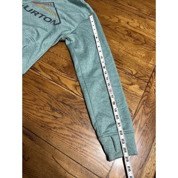 Burton Pullover Hoodie Logo Mountain Mens Size Small Green Thumb Holes A63 - Picture 5 of 6